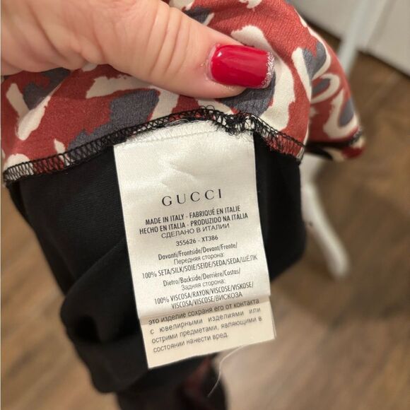 Gucci silk red black leopard t shirt size M - Picture 7 of 8